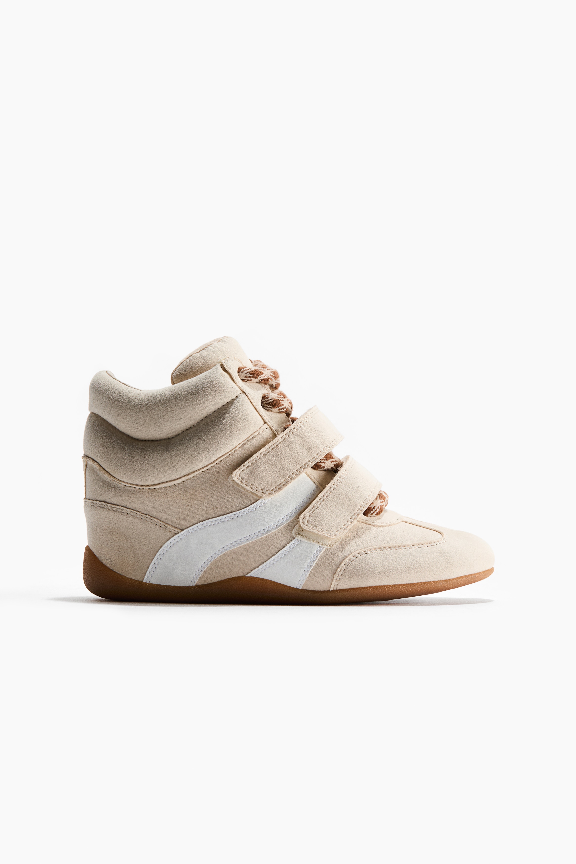 Scarpe da ginnastica alte con zeppa - Beige chiaro/bianco