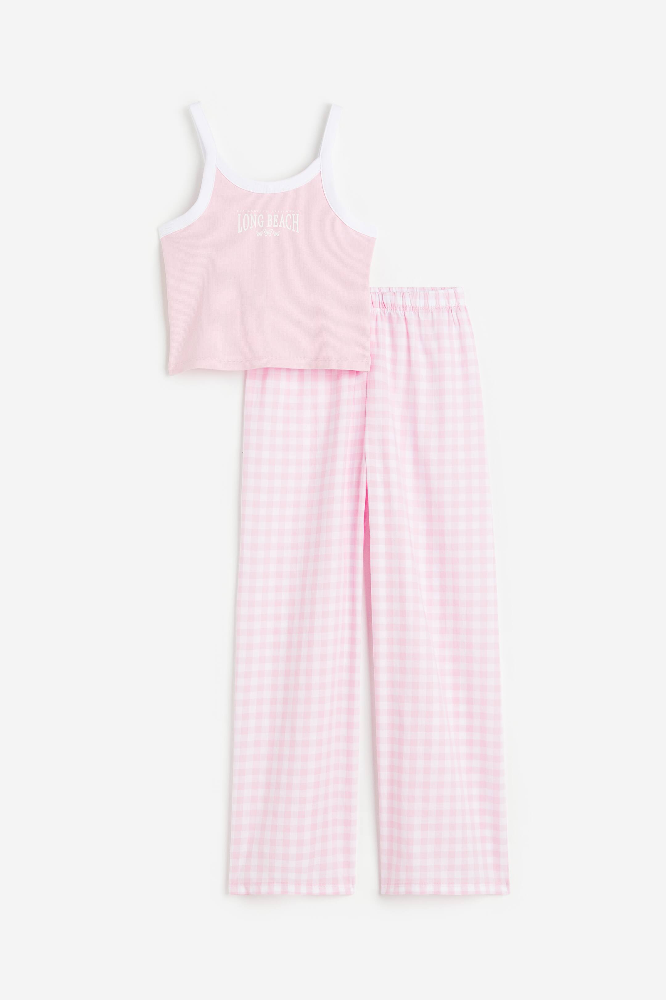 Büyük resmi görüntüle: Pamuklu Pijama Takımı - Açık pembe/Kareli - ÇOCUK | H&M TR 1