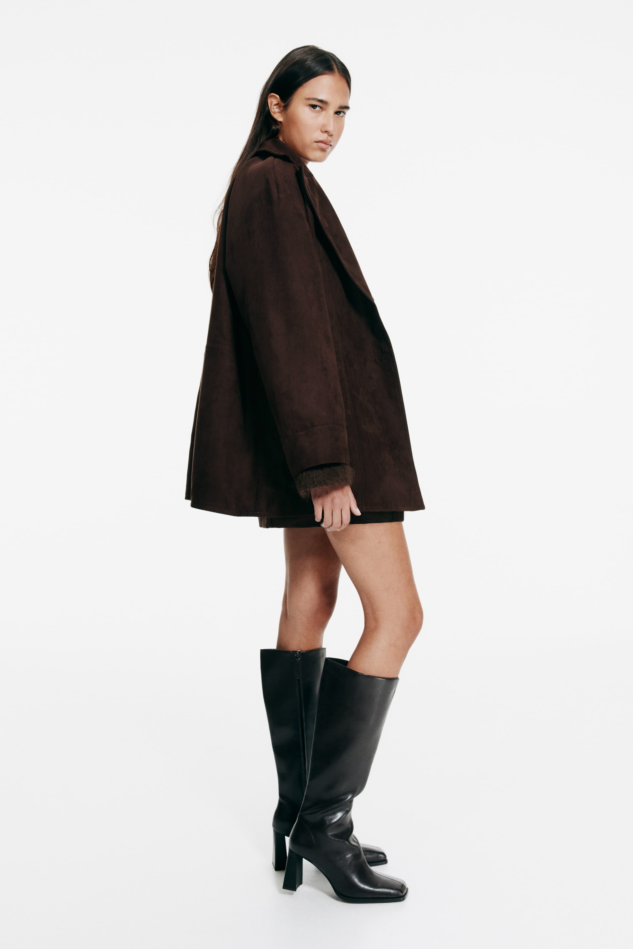 Zobacz większy obraz: Płaszcz z wiązanym paskiem - Ciemnobrązowy - ONA | H&M PL 3