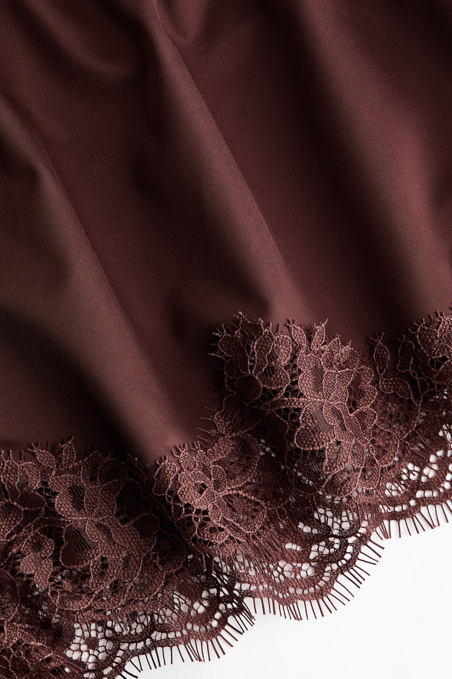 Трусики-шортики з мікрофібри та мережива - Темно-коричневий - 4