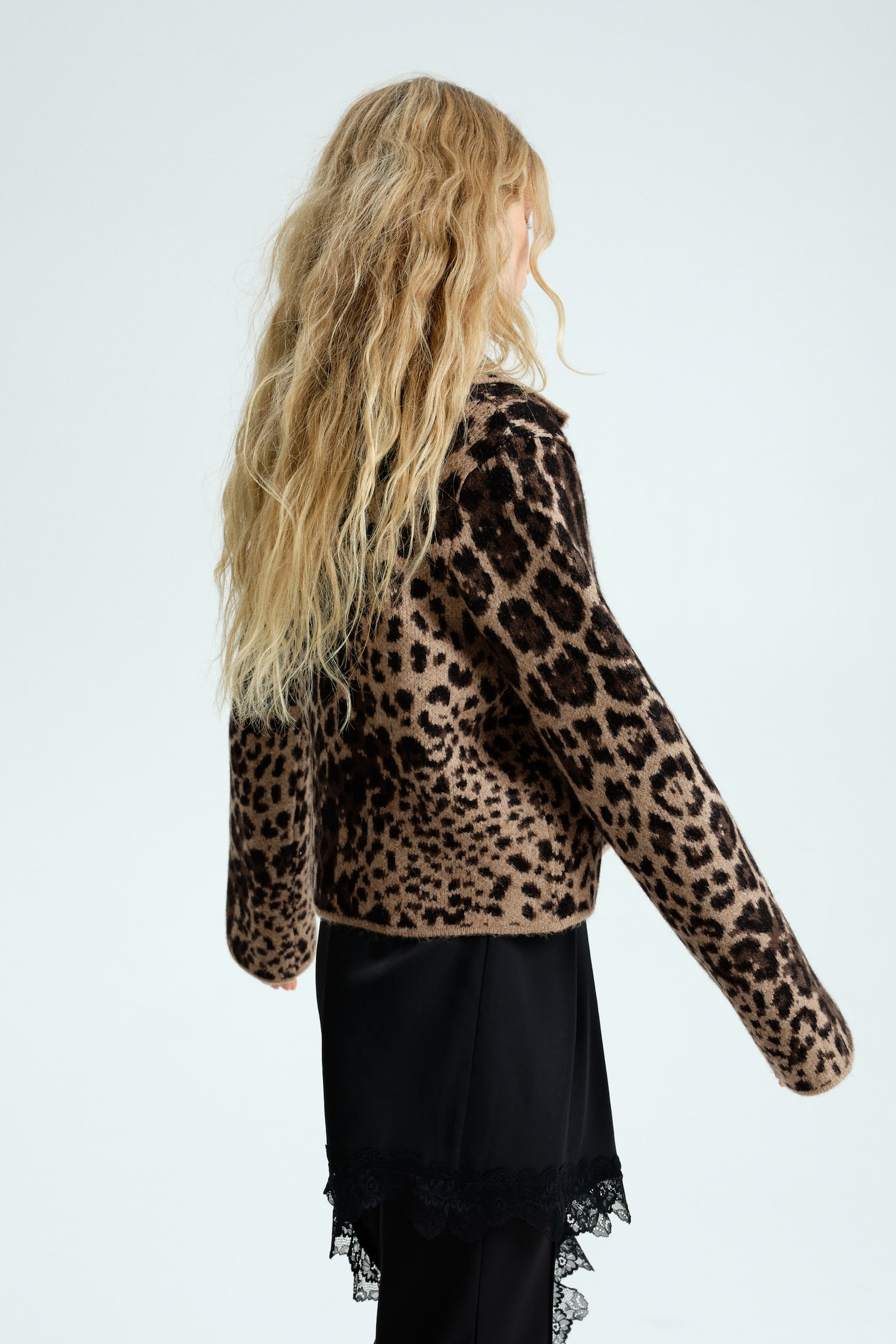 Galléros kardigán - Bézs/leopárdmintás - 7