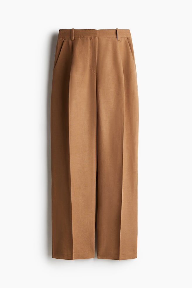Wide Leg Linen Blend Pants - Dark beige/Navy blue/Stripe/Light grey - 1