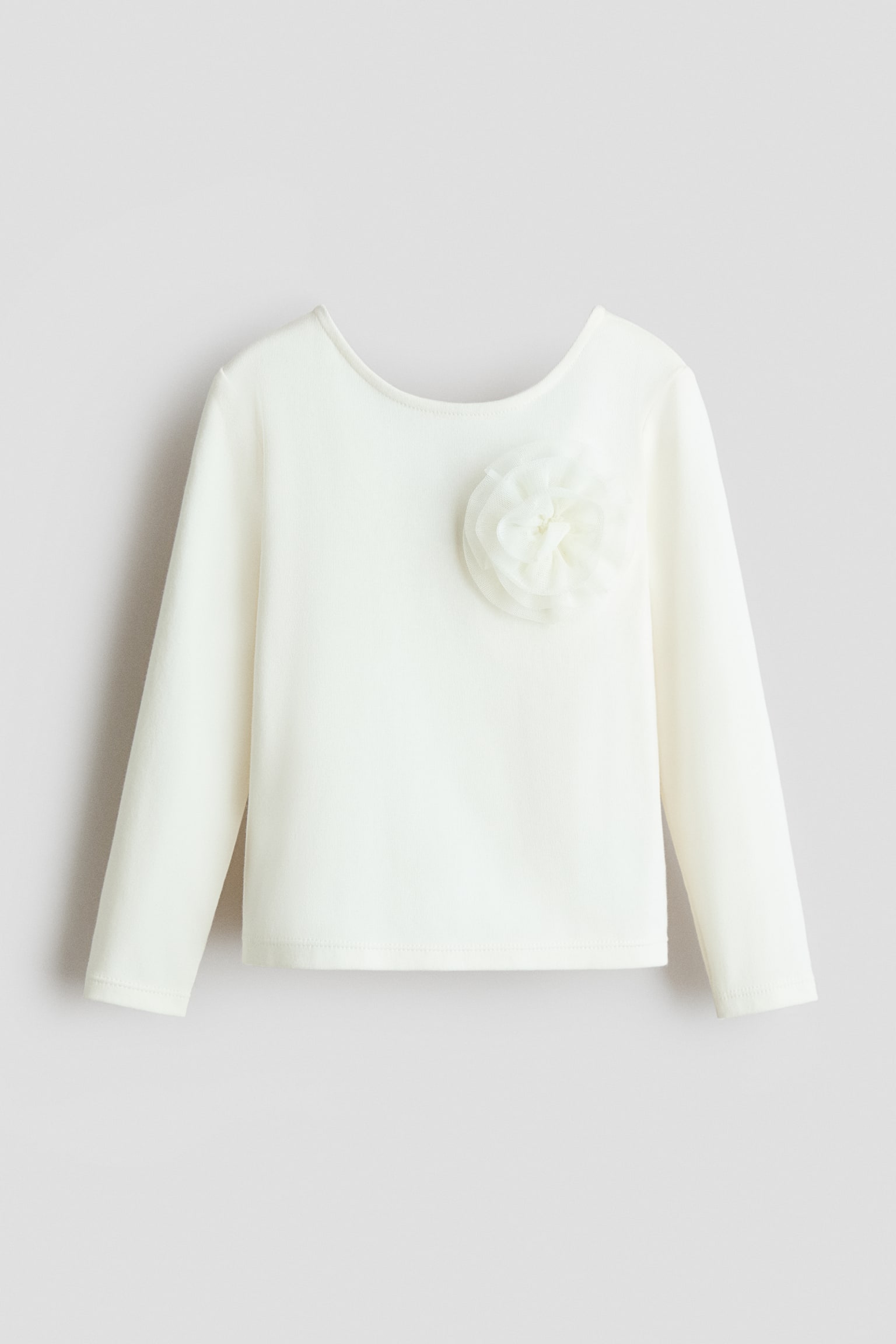 חולצה עם פאץ' טול - לבן/ורוד בהיר - 1