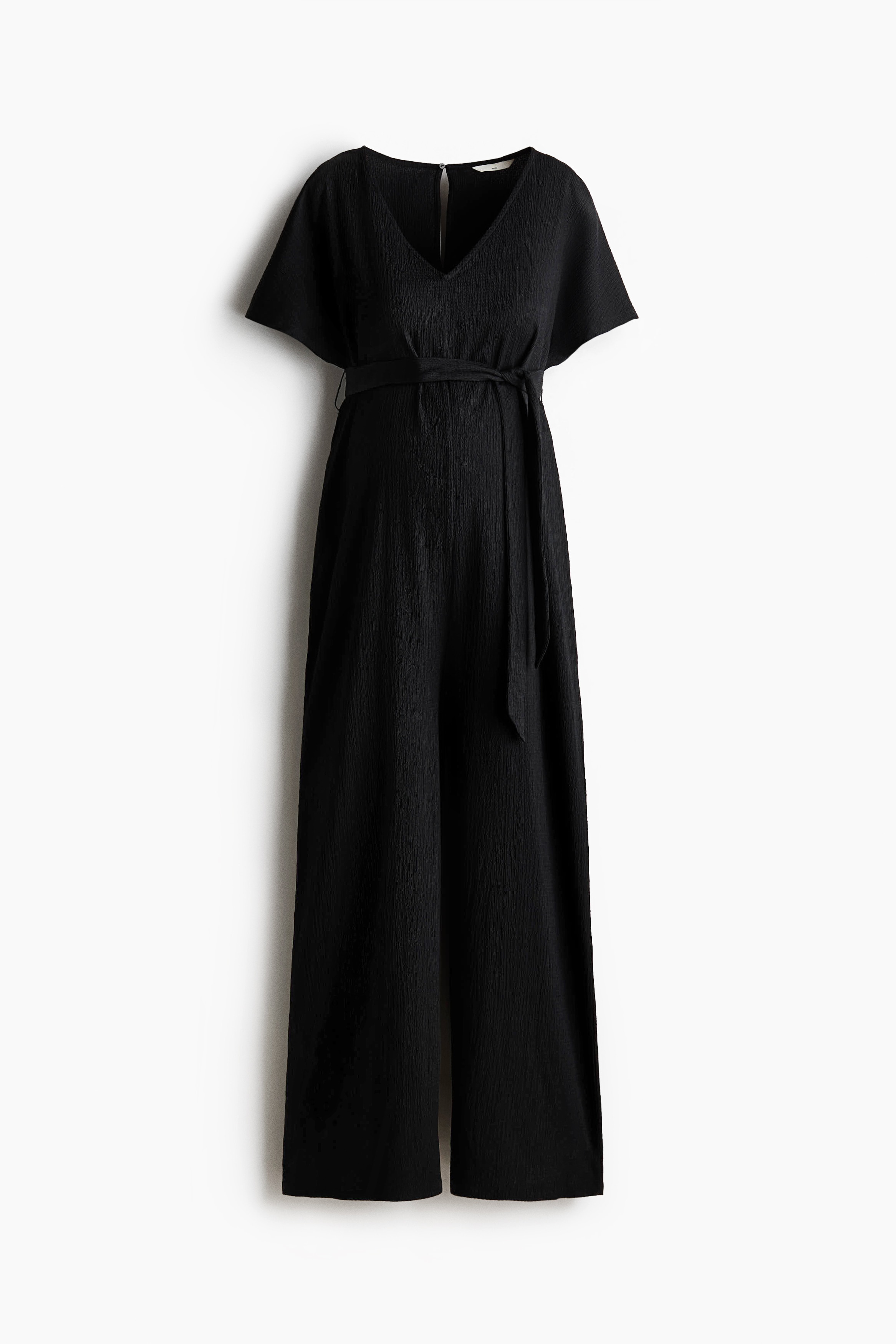 MAMA Short-sleeved tie-belt jumpsuit