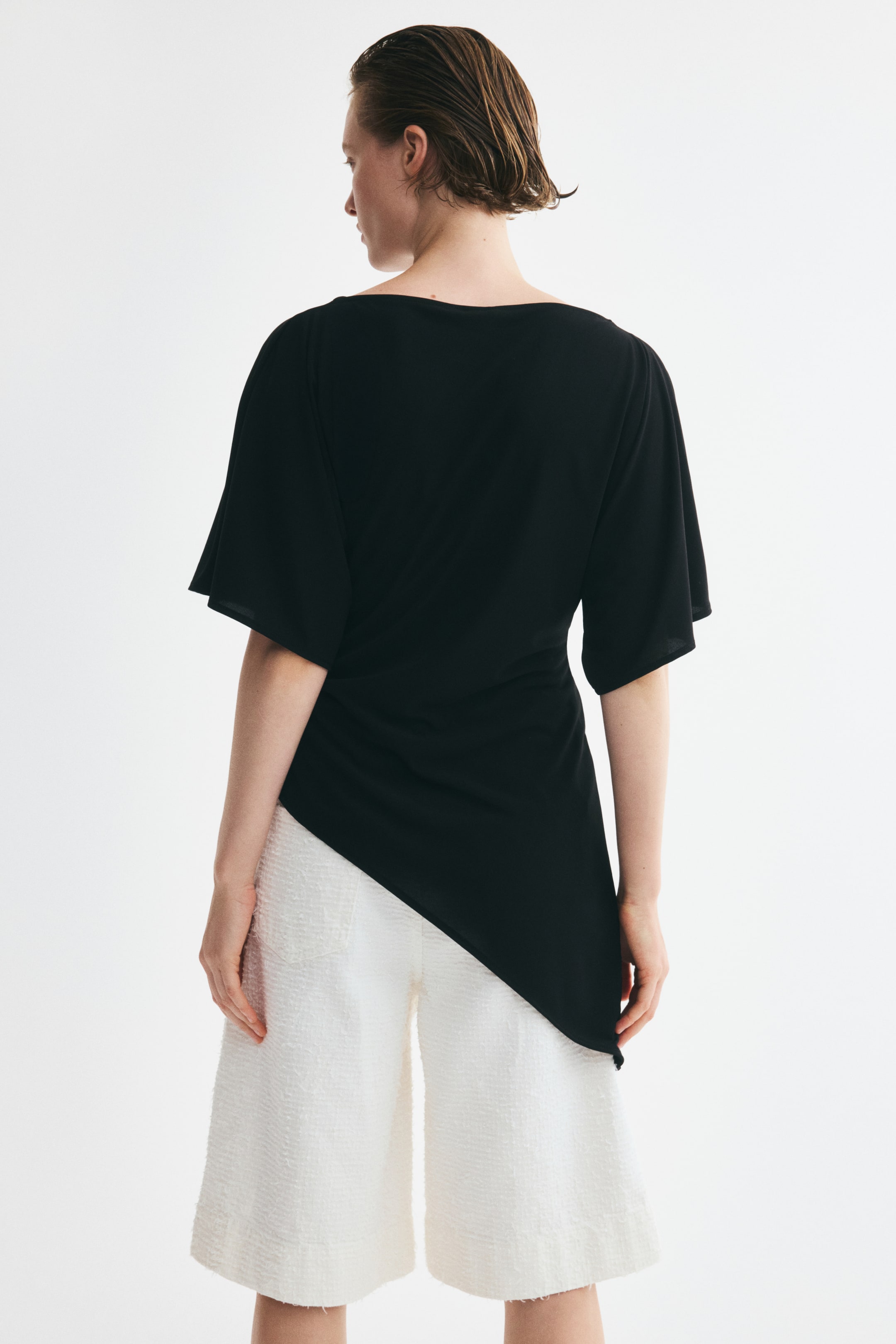 Asymmetric Butterfly-Sleeved Top