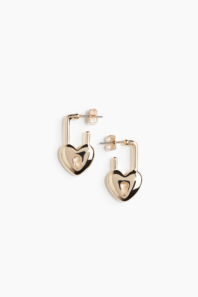 Padlock-shaped earrings - Gold-coloured - 1
