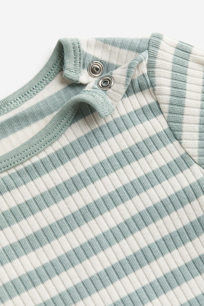Ribbed cotton set - Dusty green/Striped/Light green/Blue striped/Dark pink/Dusty green/Dinosaurs/dc - 2
