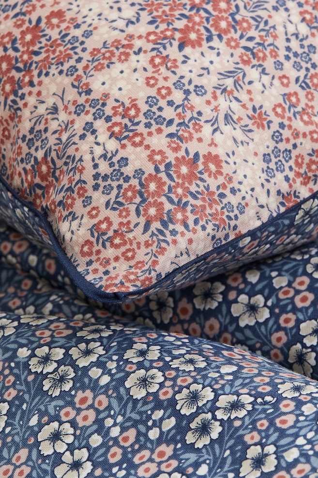 Cotton single duvet cover set - Pigeon blue/Small flowers - 4