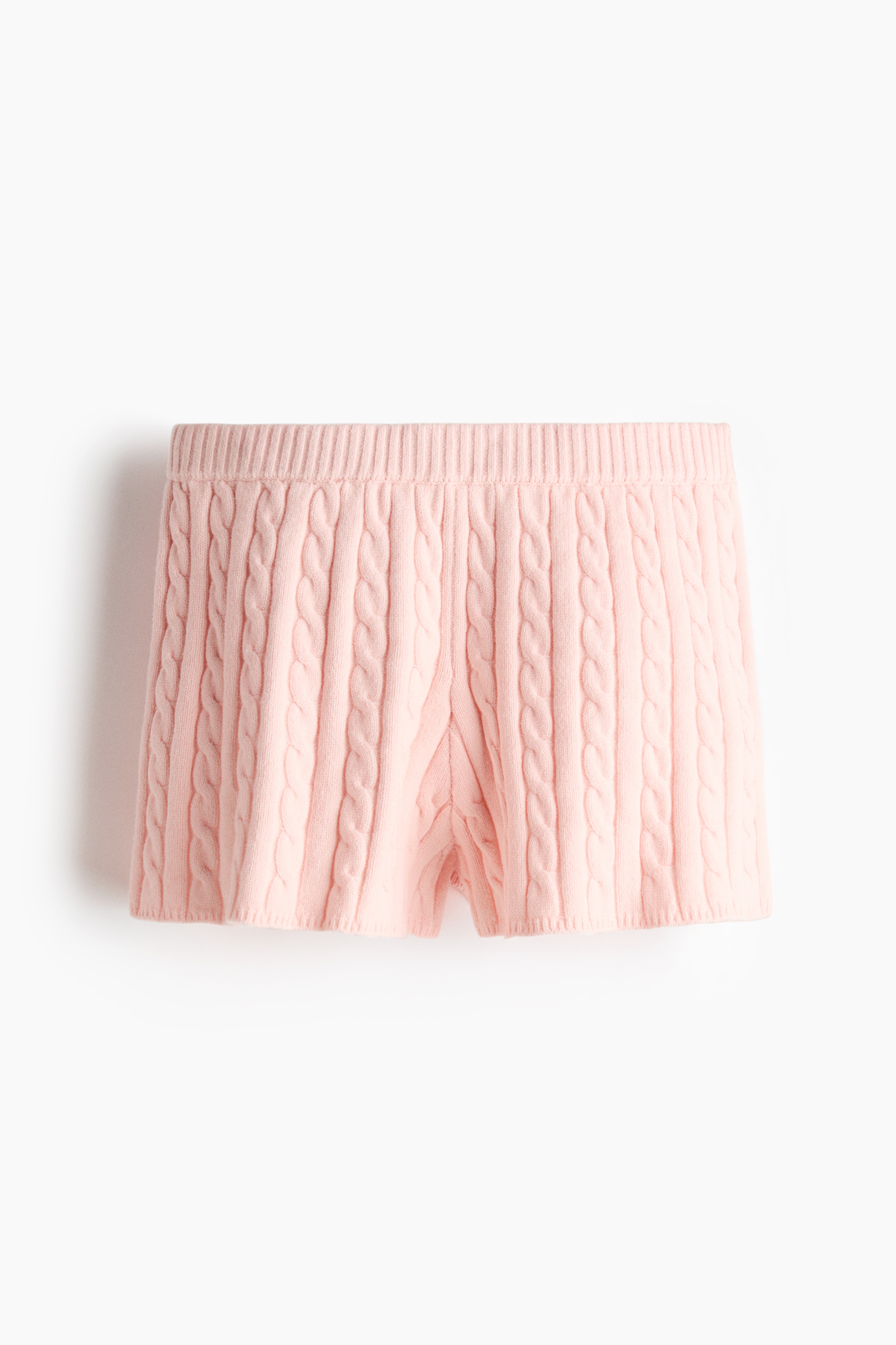 Cable-knit shorts - Light pink