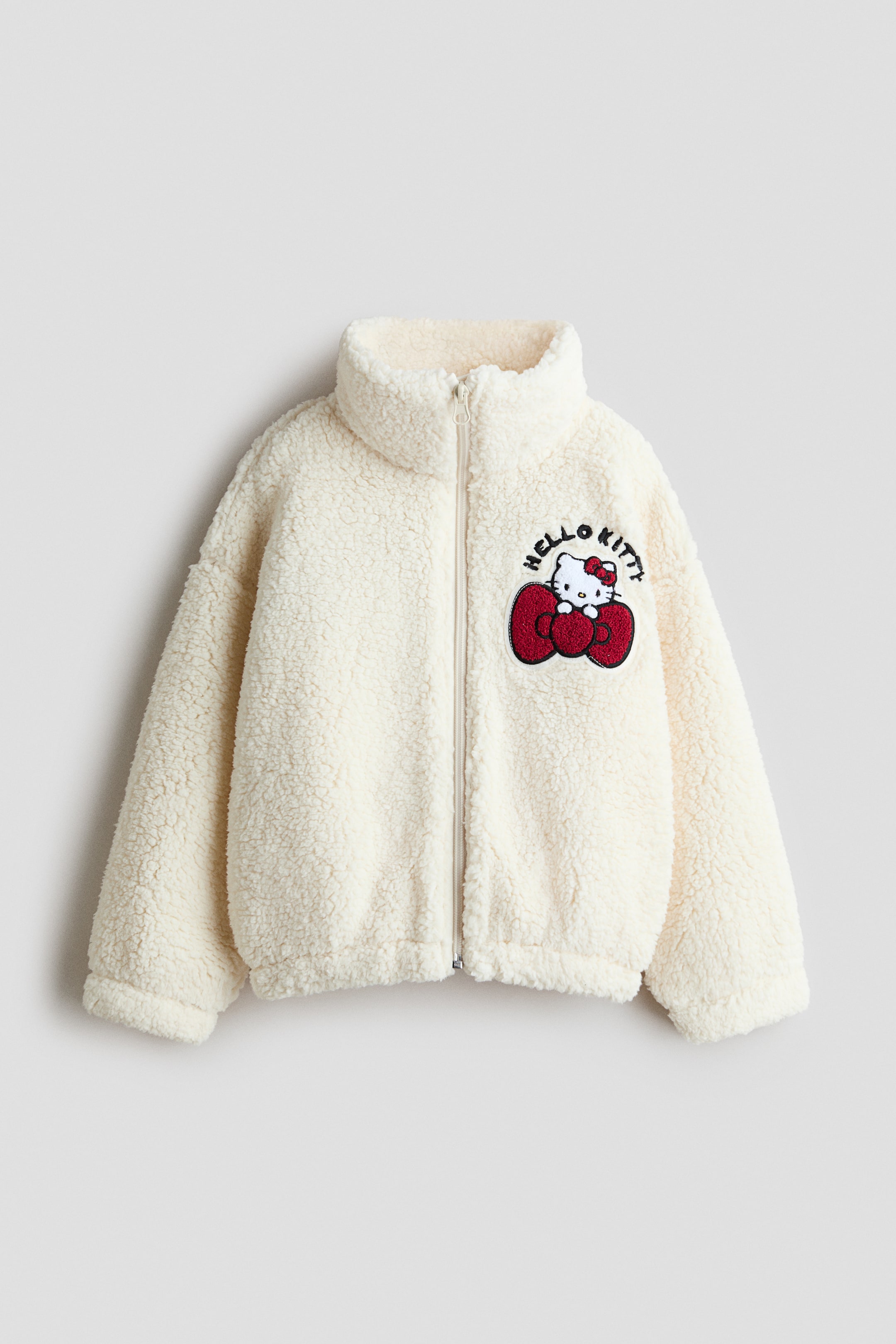 View larger image: Embroidery-motif teddy jacket - Cream/Hello Kitty - Kids | H&M 1