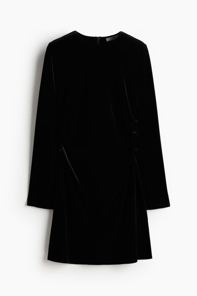 Fitted jersey dress - Black/Dark grey marl - 1