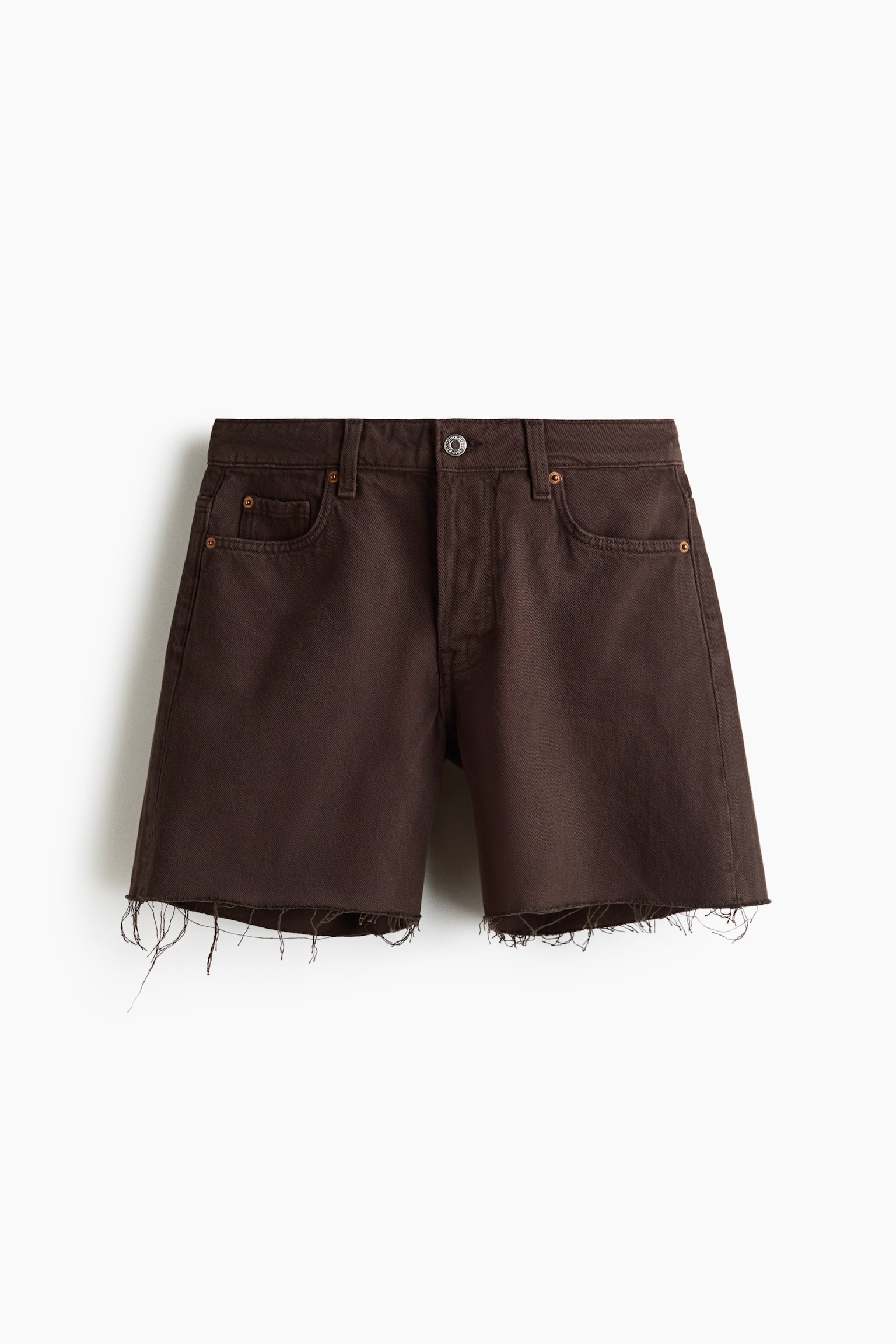 Shorts in denim con bordo tagliato a vivo - Marrone scuro/Nero lavato/Blu denim chiaro/Blu denim chiaro