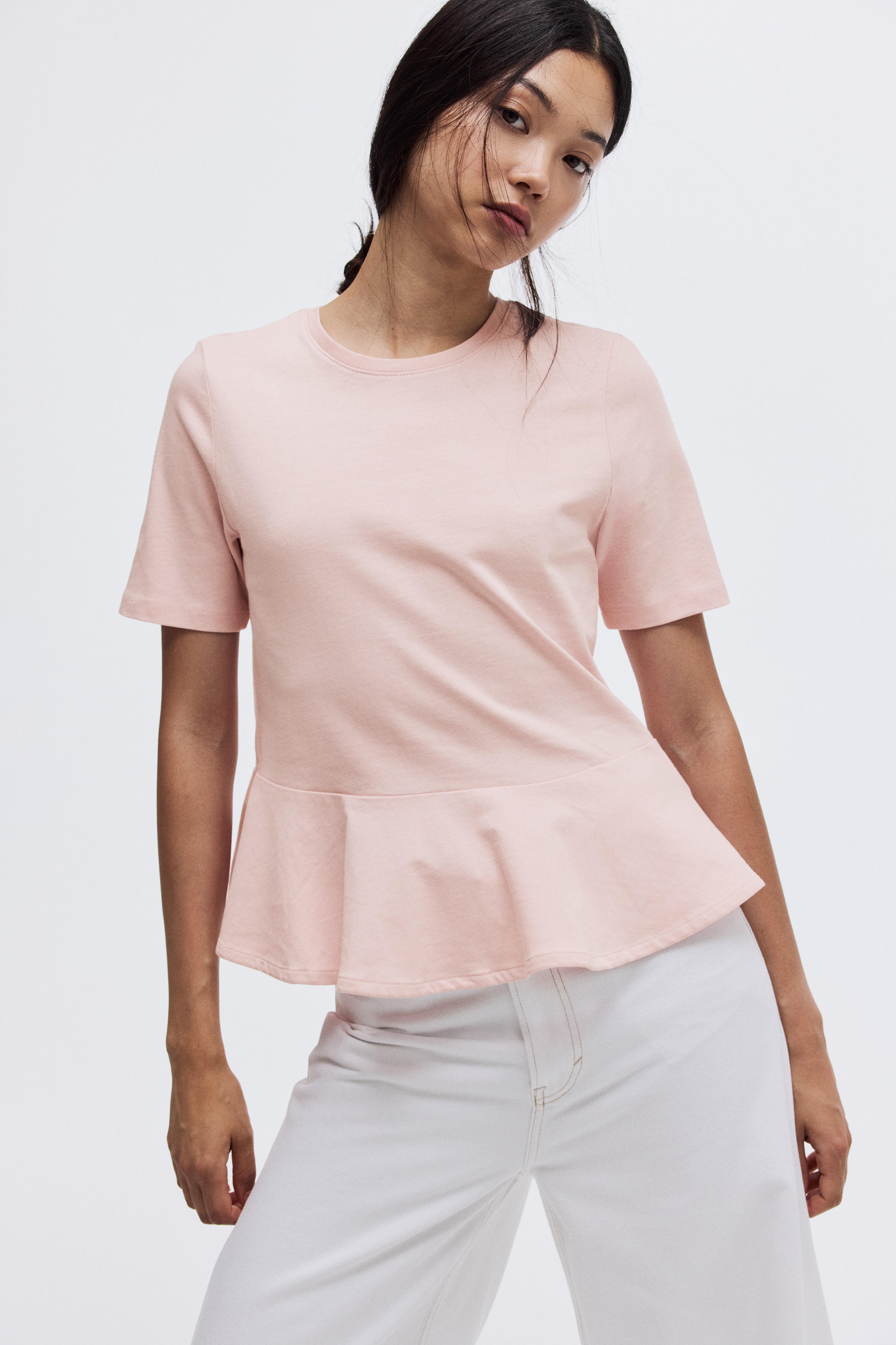 Peplum top - Powder pink - Ladies | H&M SG