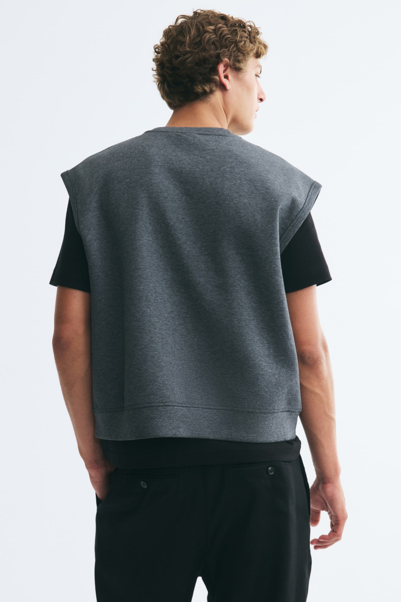 Мужской топ H&M Relaxed-Fit Scuba Tank Top, цвет: Тёмный серый меланжевый — фото 5