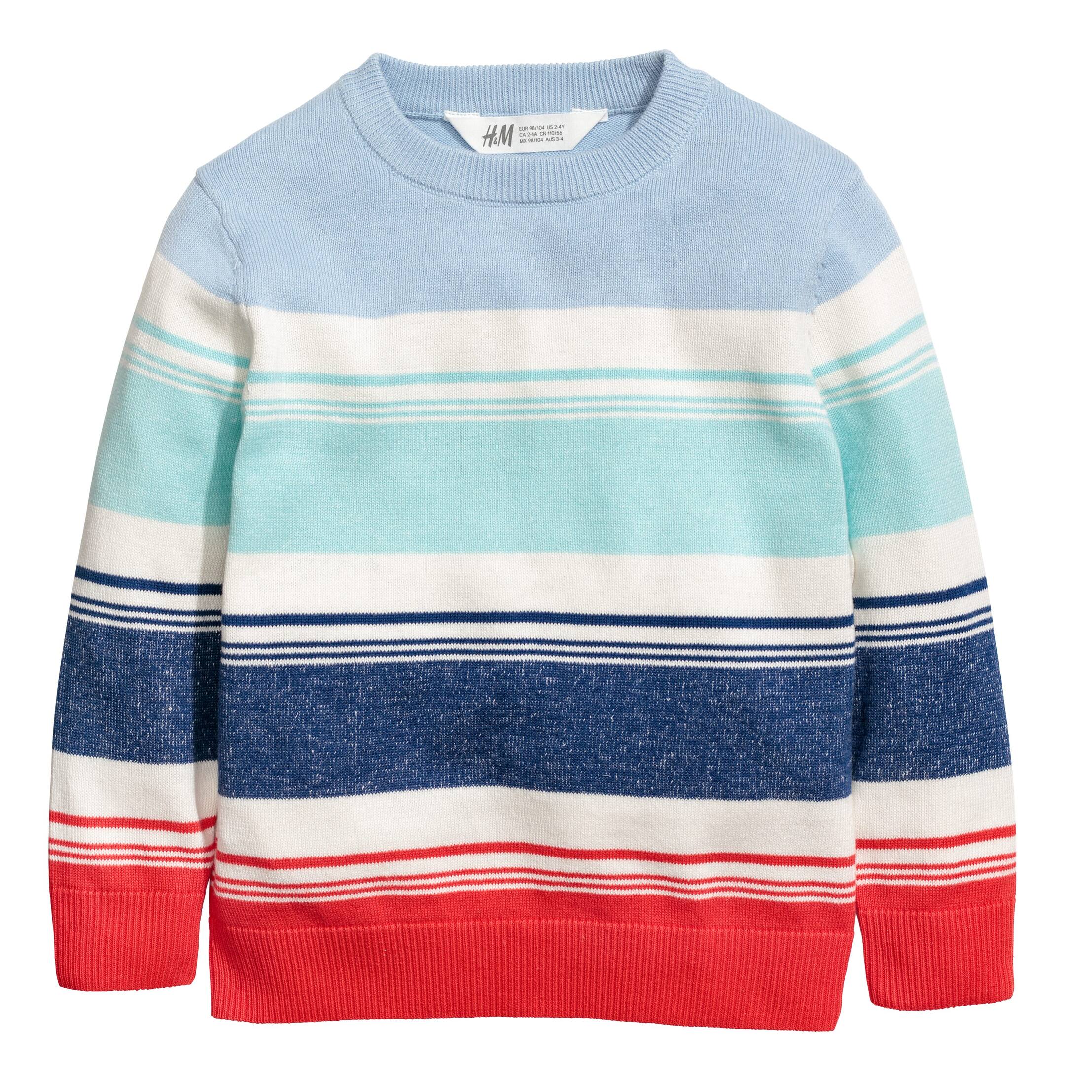 View larger image: Fine-knit jumper - Light blue/Striped - Kids | H&M GB 1