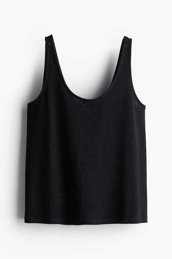 Tanktop van linnenmix - Zwart - 1