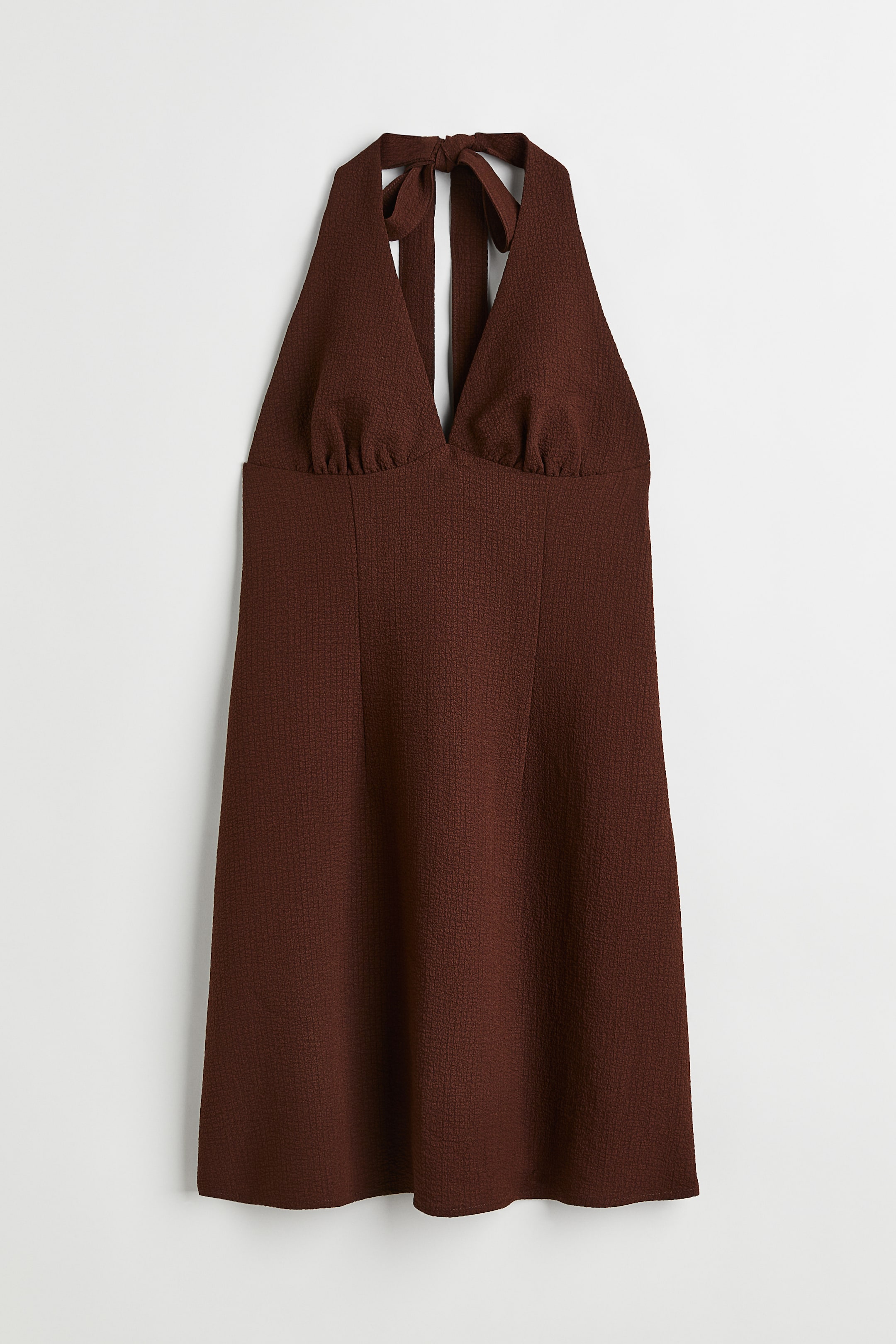 View larger image: Halterneck crêpe dress - Dark brown - Ladies | H&M MY 1