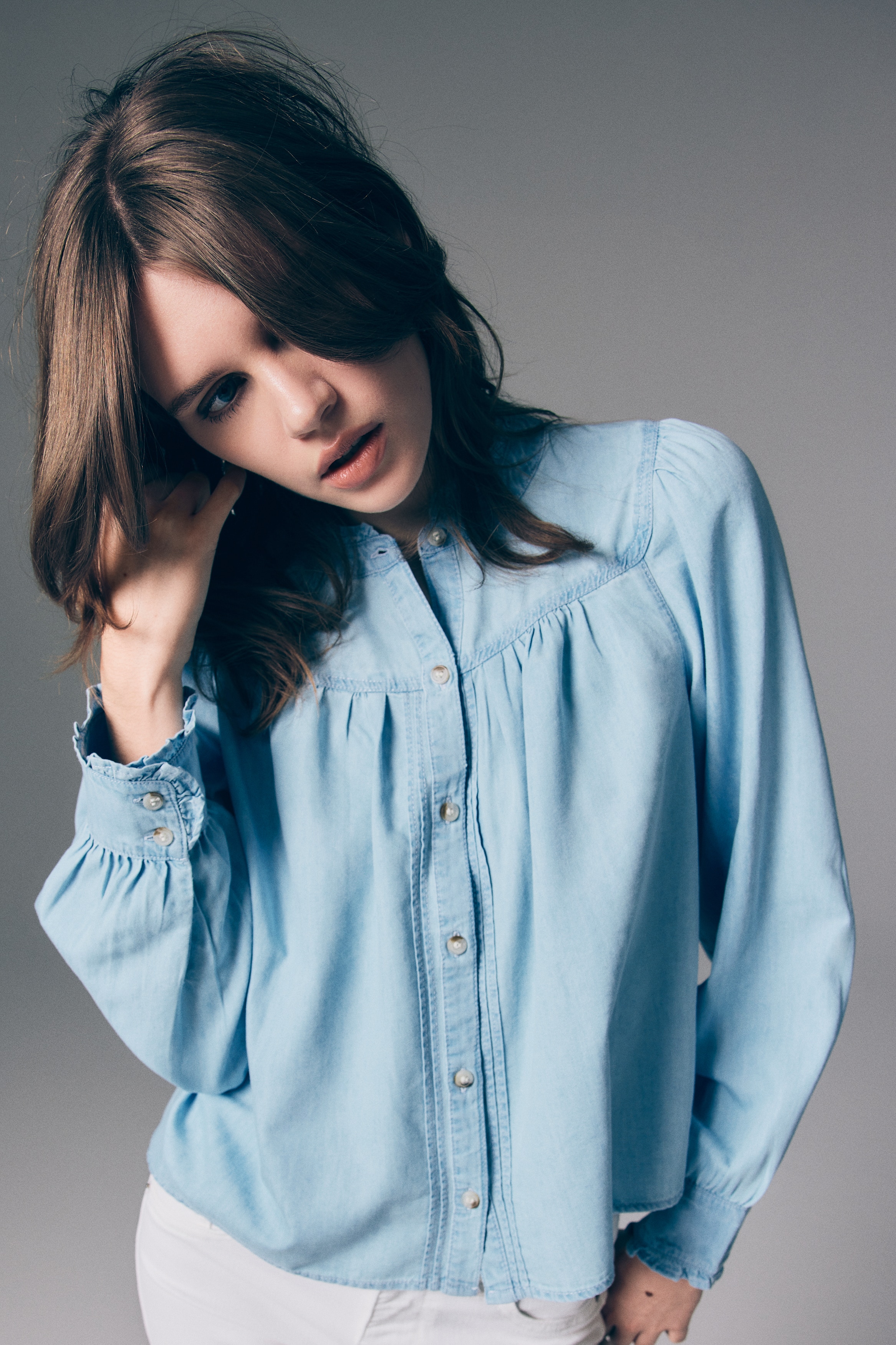 Denimblus med volangkanter - Ljus denimblå/Mörk denimblå