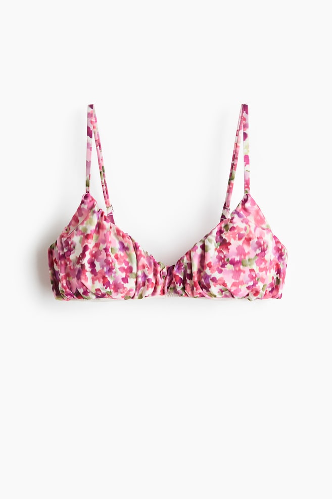 Top de biquíni almofadado - Rosa/Floral/Rosa ameixa - 1