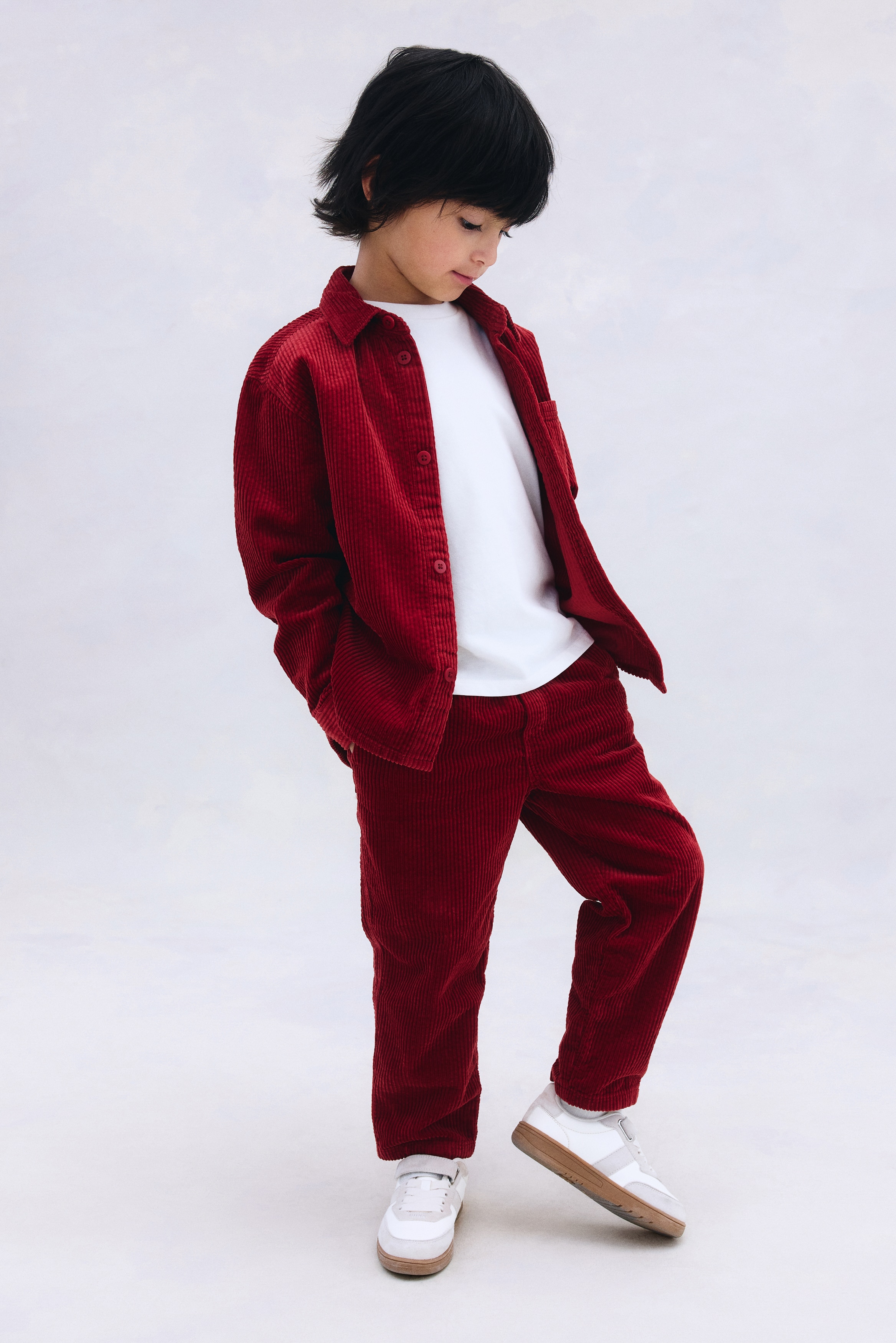 H & M - コットンコーデュロイパンツ - レッド