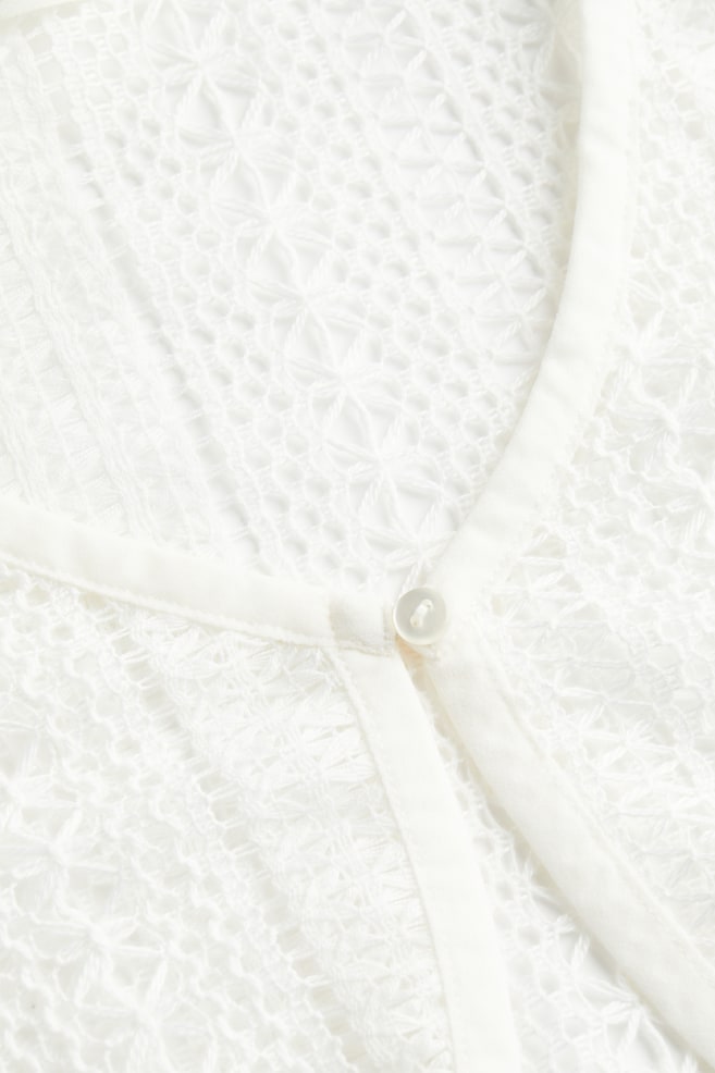 Crochet-look cardigan - White/Black - 3