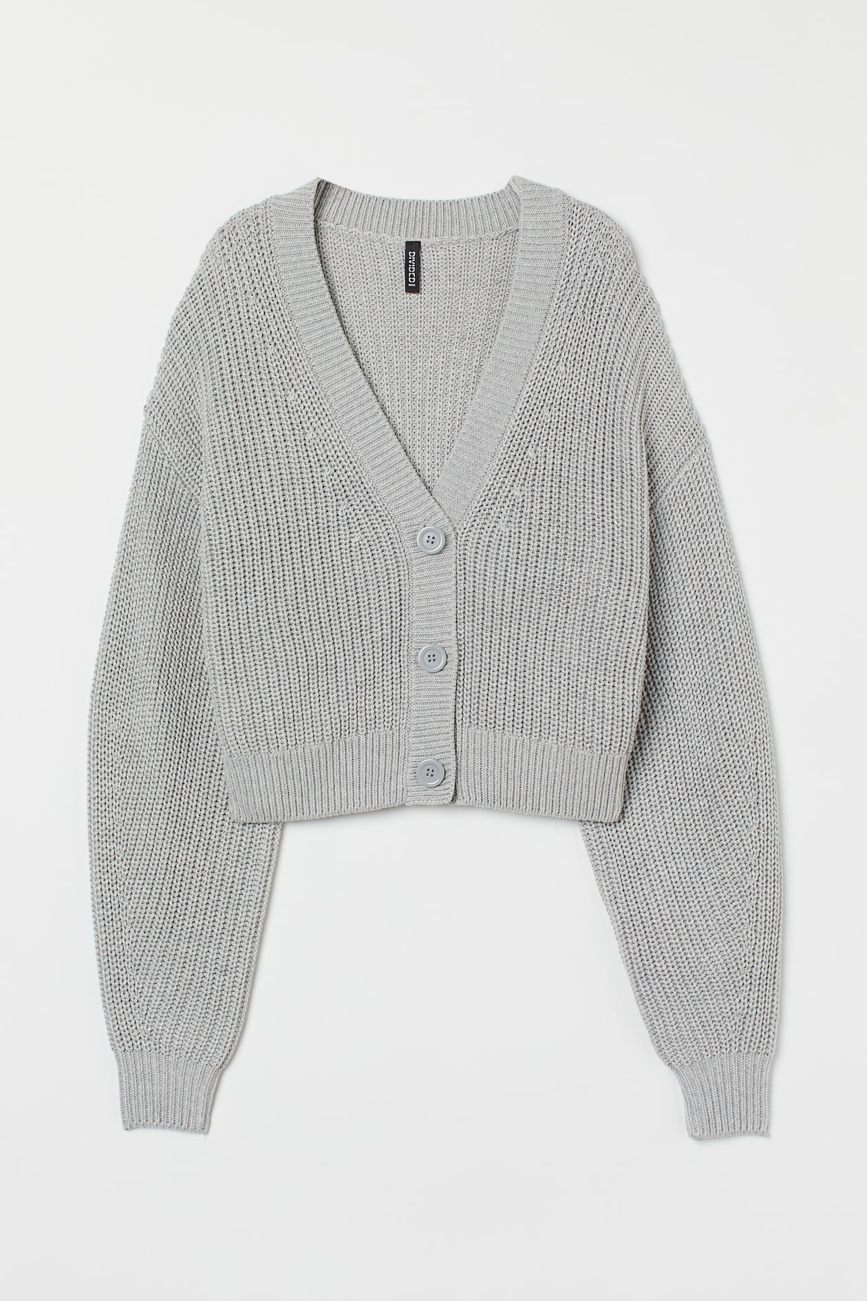 Rib-knit Cardigan - V-neck - Long sleeve - Light gray - Ladies | H&M US