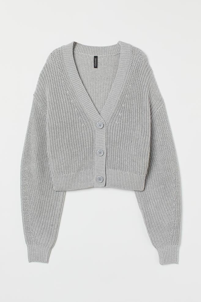 Rib-knit cardigan - Light grey - 1