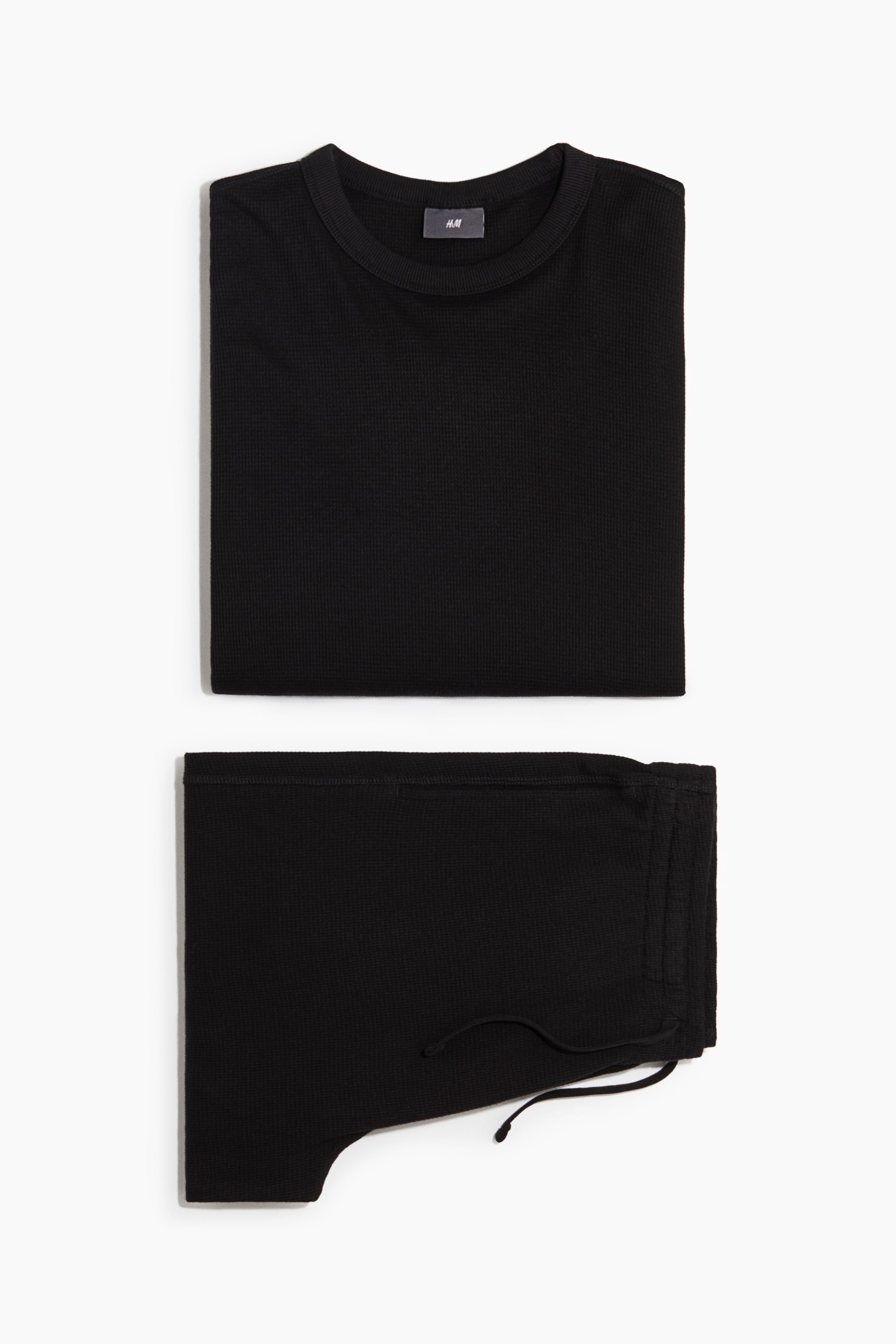 View larger image: Waffled cotton pyjama top and bottoms - Black - Men | H&M IN 6