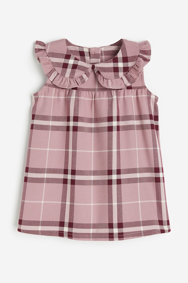 Collared twill dress - Pink/Checked - 1