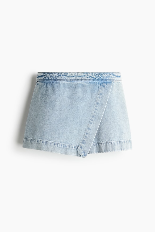 Wickelskort aus Denim - Helles Denimblau/White - 1