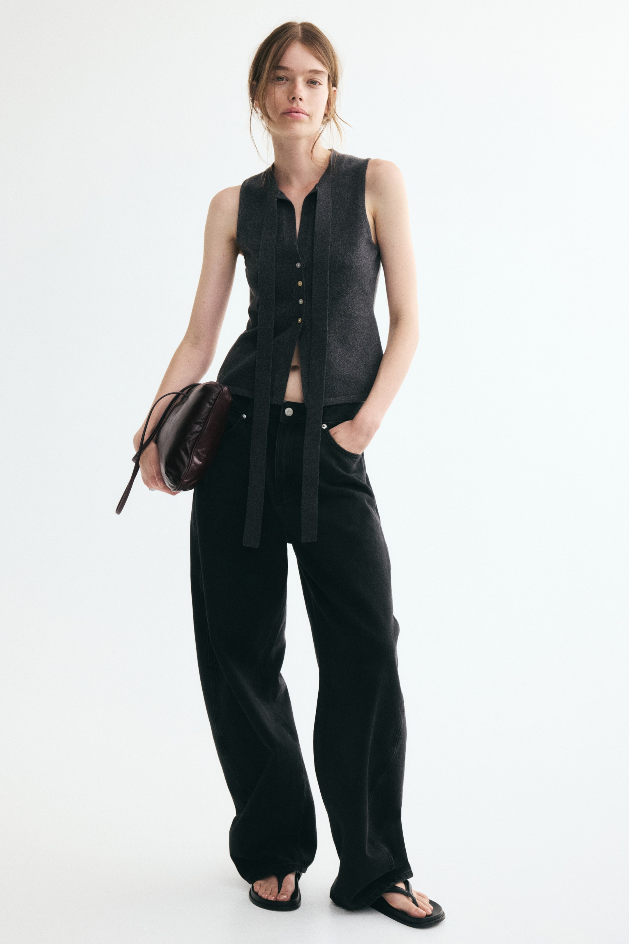 Knit Bow-Collar Top