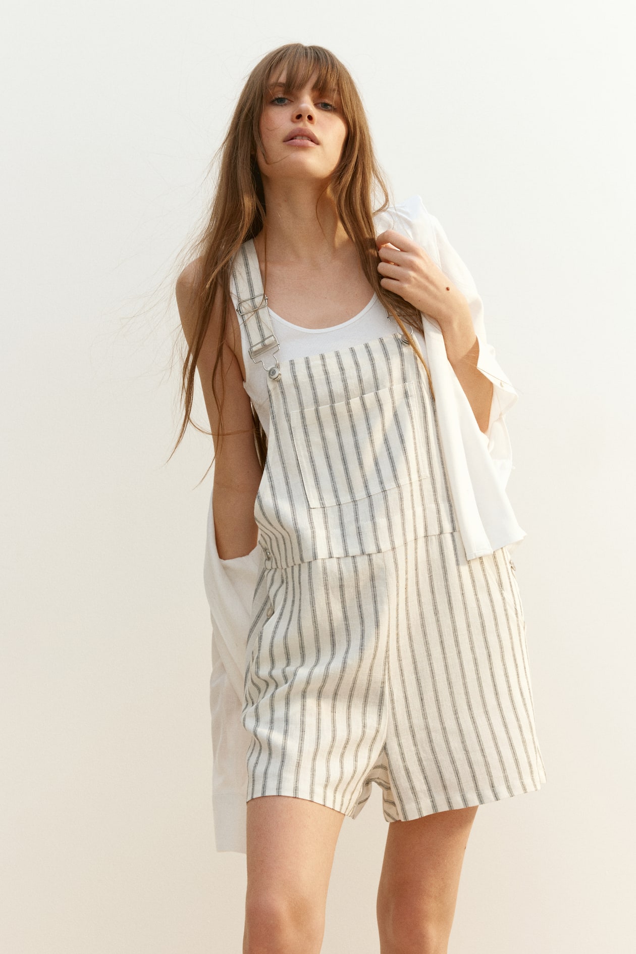 Eaphi linen-like fringe salopette