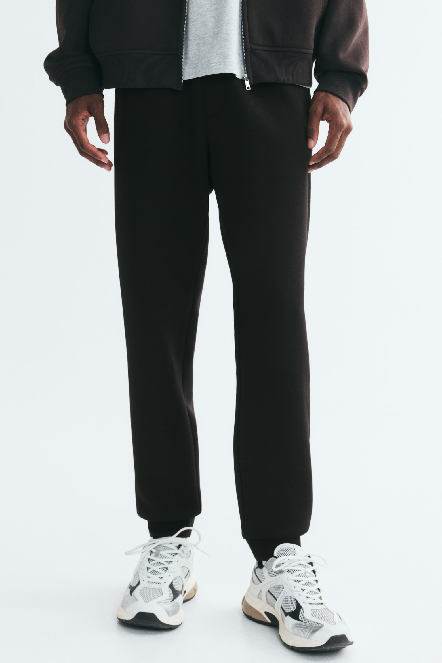 Мужские брюки H&M Regular-Fit Interlock Sweatpants, цвет: Чёрный — фото 3