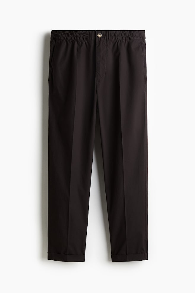 Pantaloni cropped din bumbac Regular Fit - Maro-închis/Negru - 1