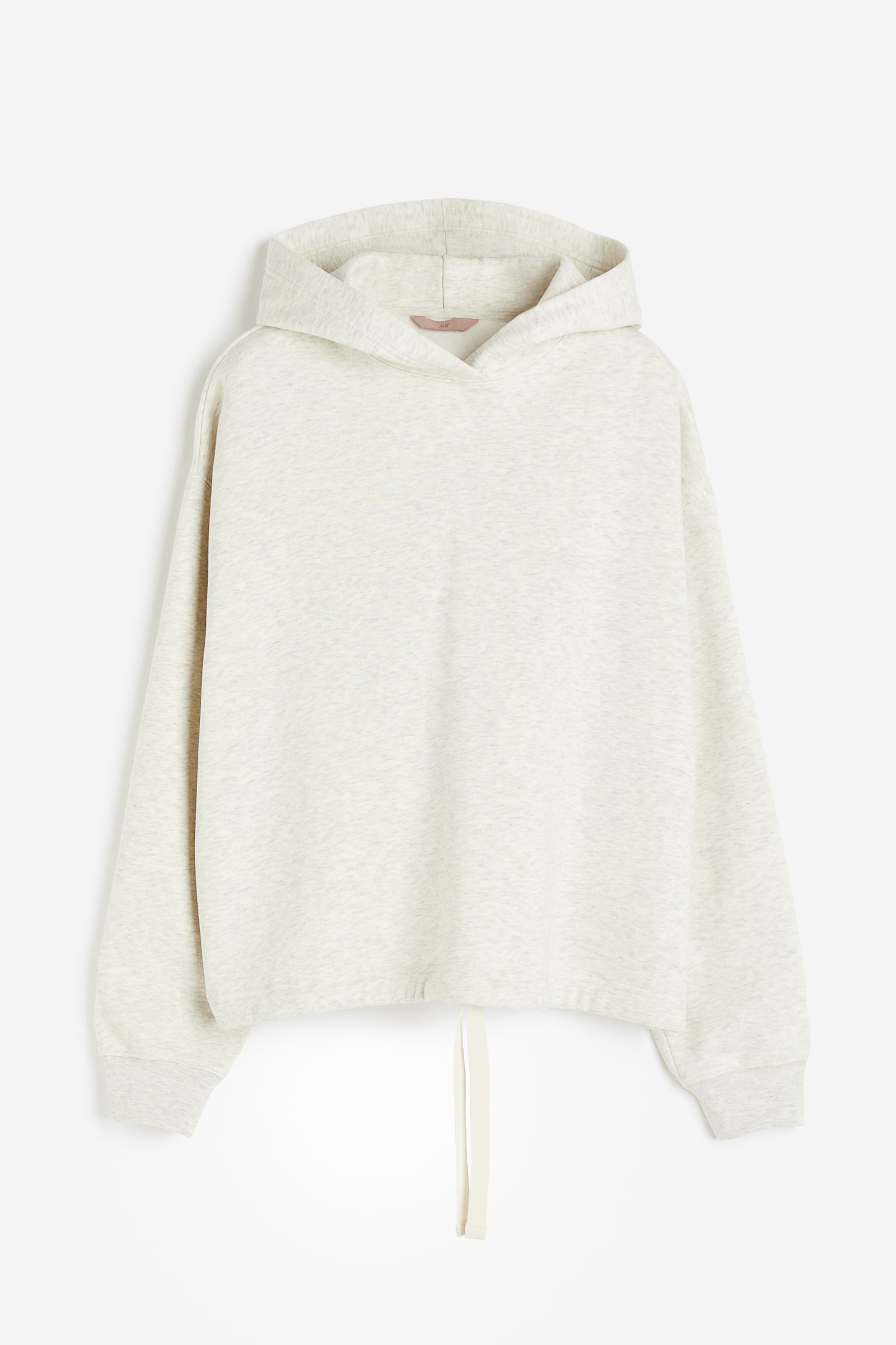 Drawstring Hem Hoodie - Cream marle/Light beige/Light grey marle - 2