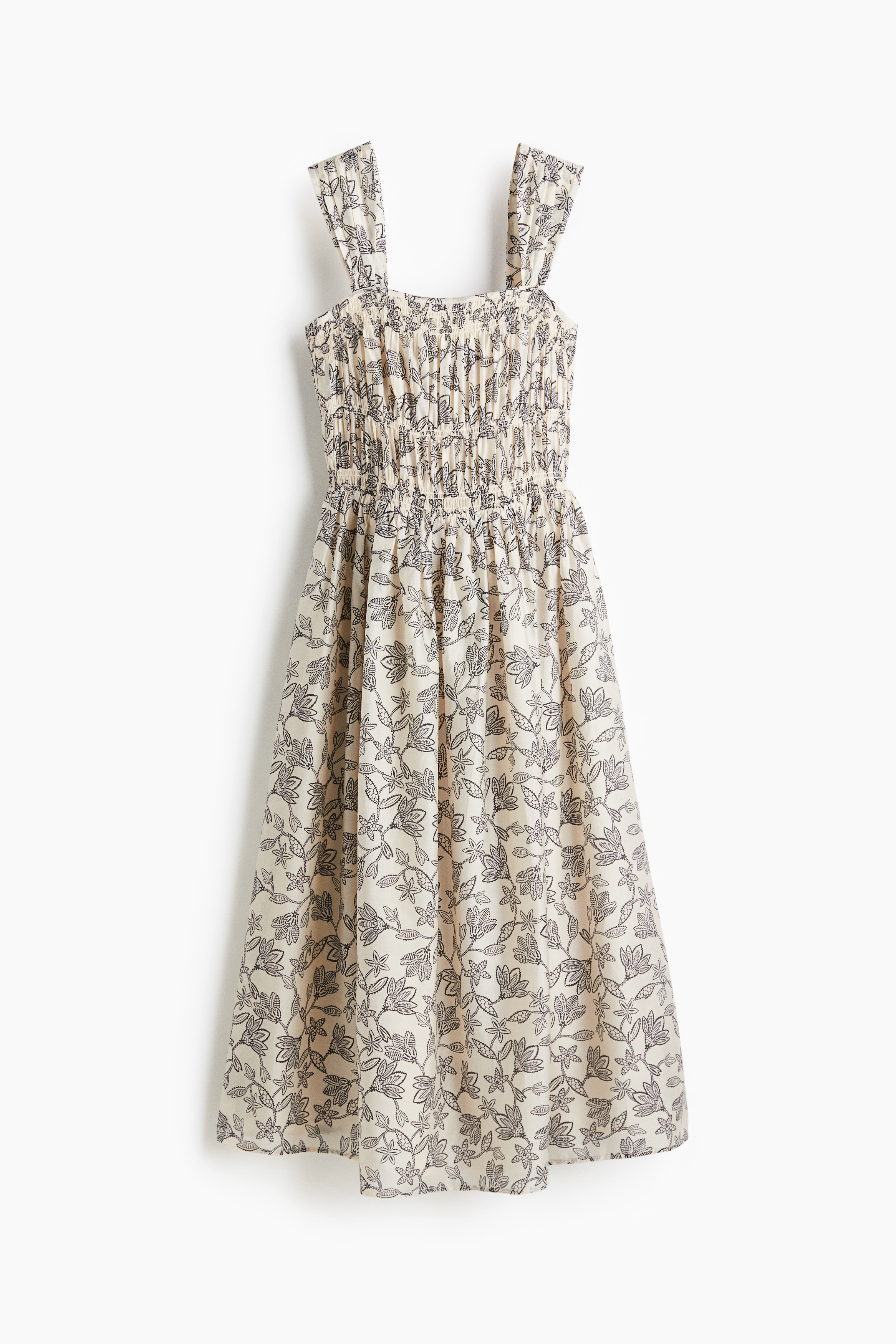 스모킹 드레스 - 크림/블랙 플로럴