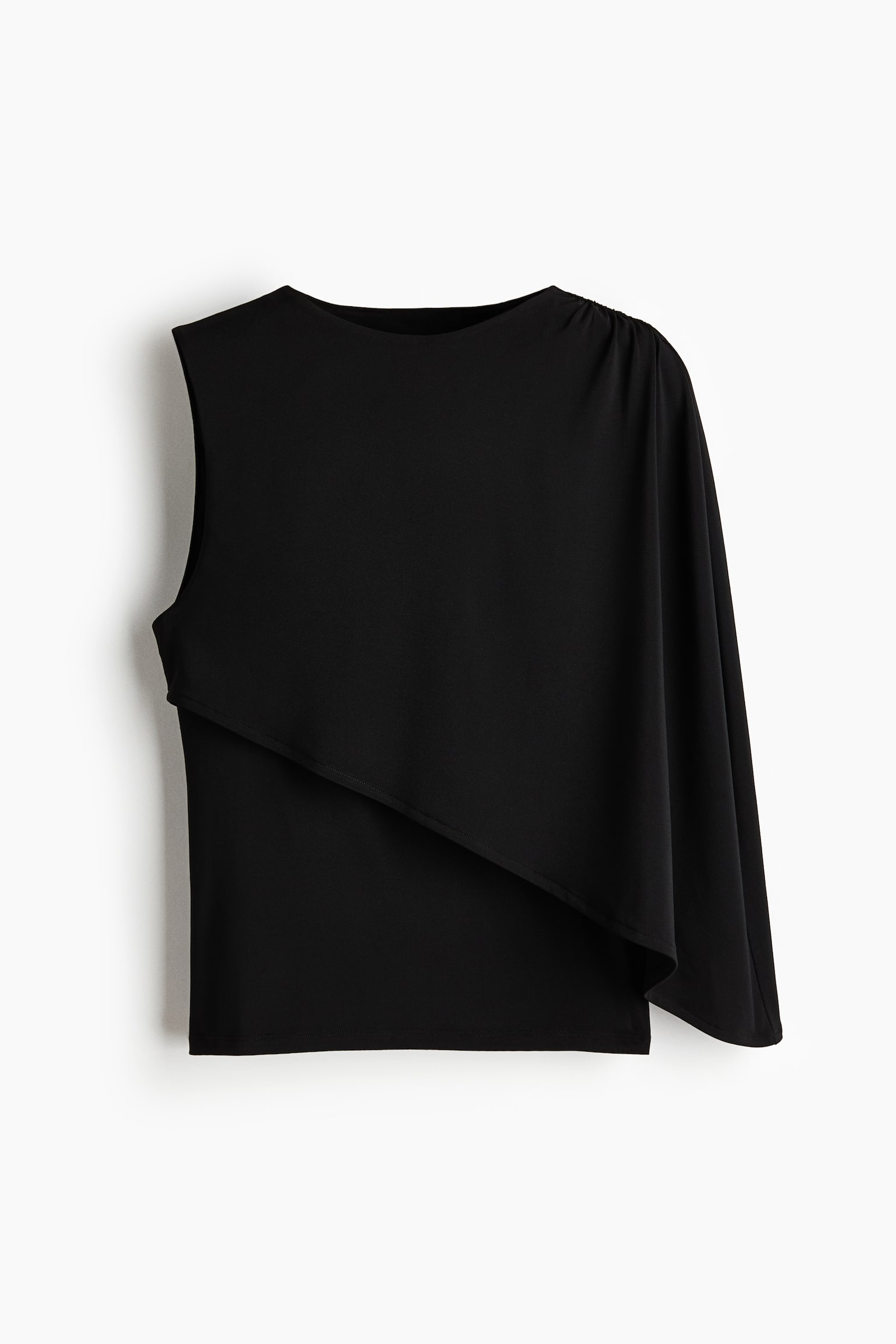 Cape-detail top - Black/Dark khaki green - 2