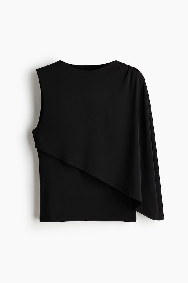 Cape-Detail Top - Black/Dark khaki green - 1