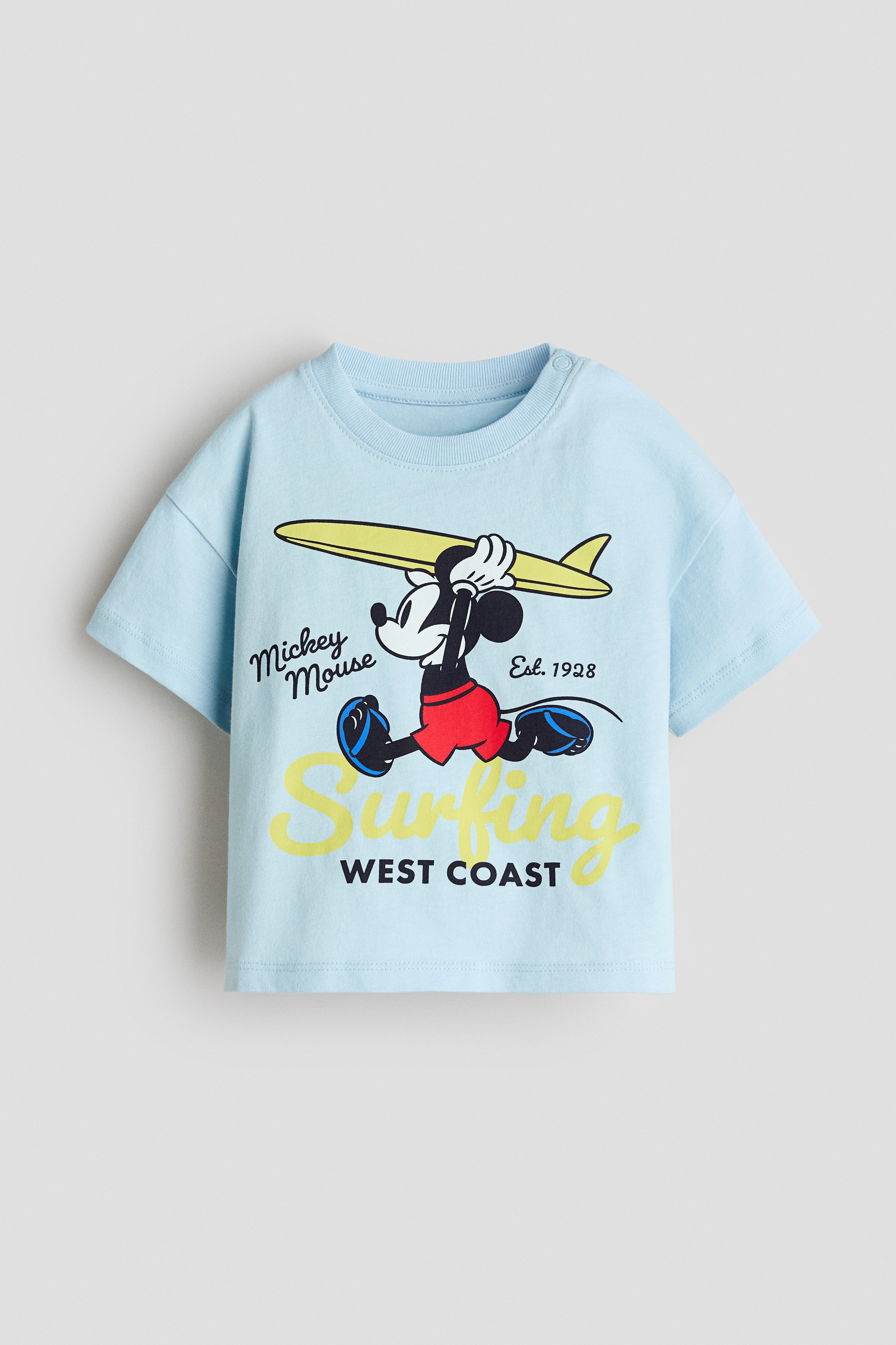 ミッキーマウス Tシャツ ライトブルー プリント コットンTシャツ - ライトブルー／ミッキーマウス - Kids