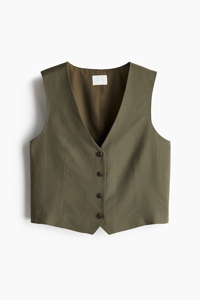 Tailored suit waistcoat - Dark khaki green/White/Light beige marl - 1