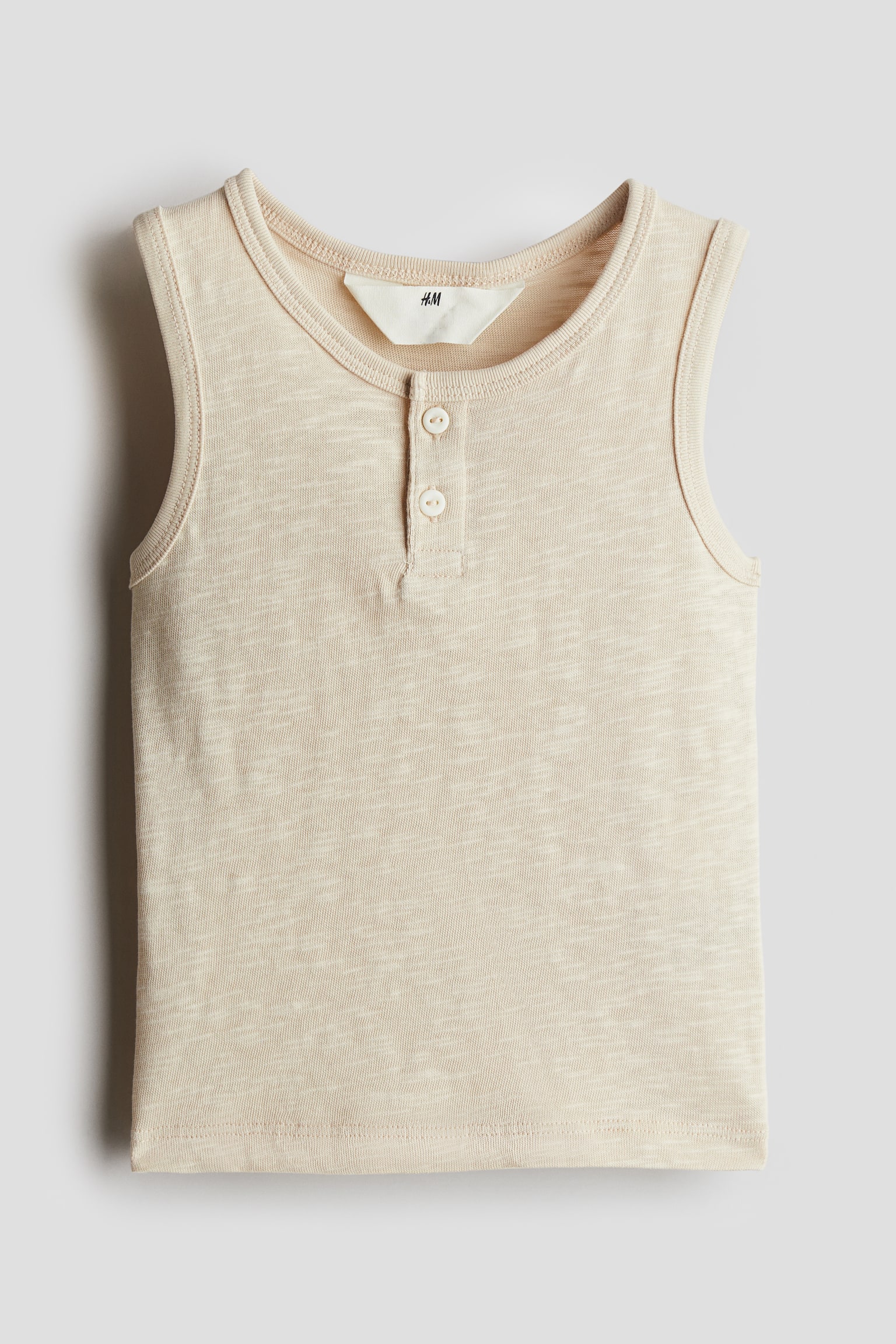 Button-top vest top - Light beige/Black - 1