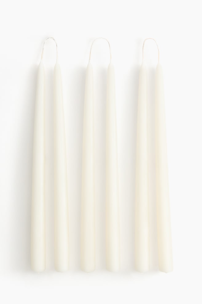 6-pack Taper Candles - White/Sage green/Light yellow/Light beige/Dark brown/Red/Light pink - 1