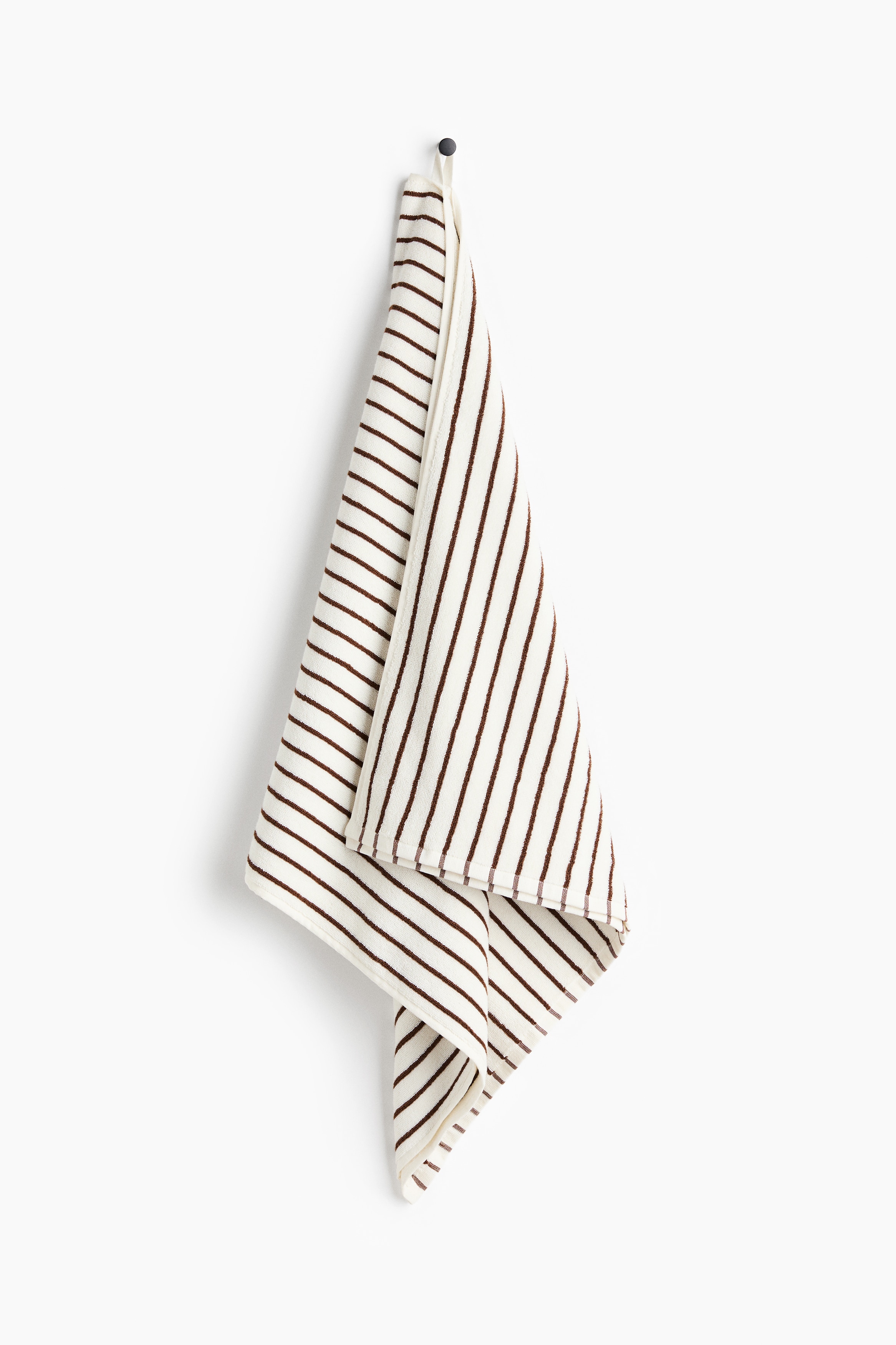 Striped Bath Towel -White/brown striped