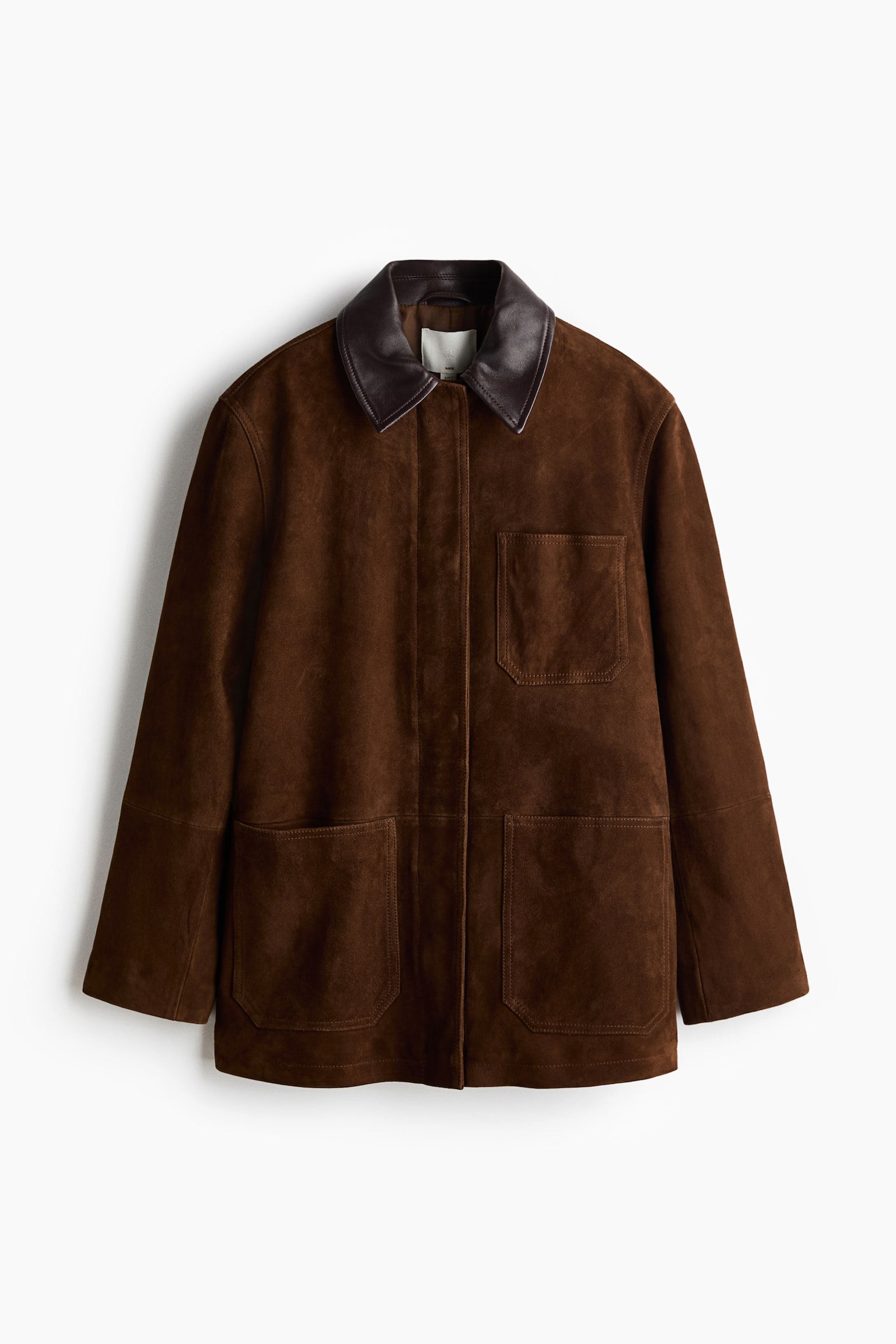 Collared suede jacket - Brown - 2