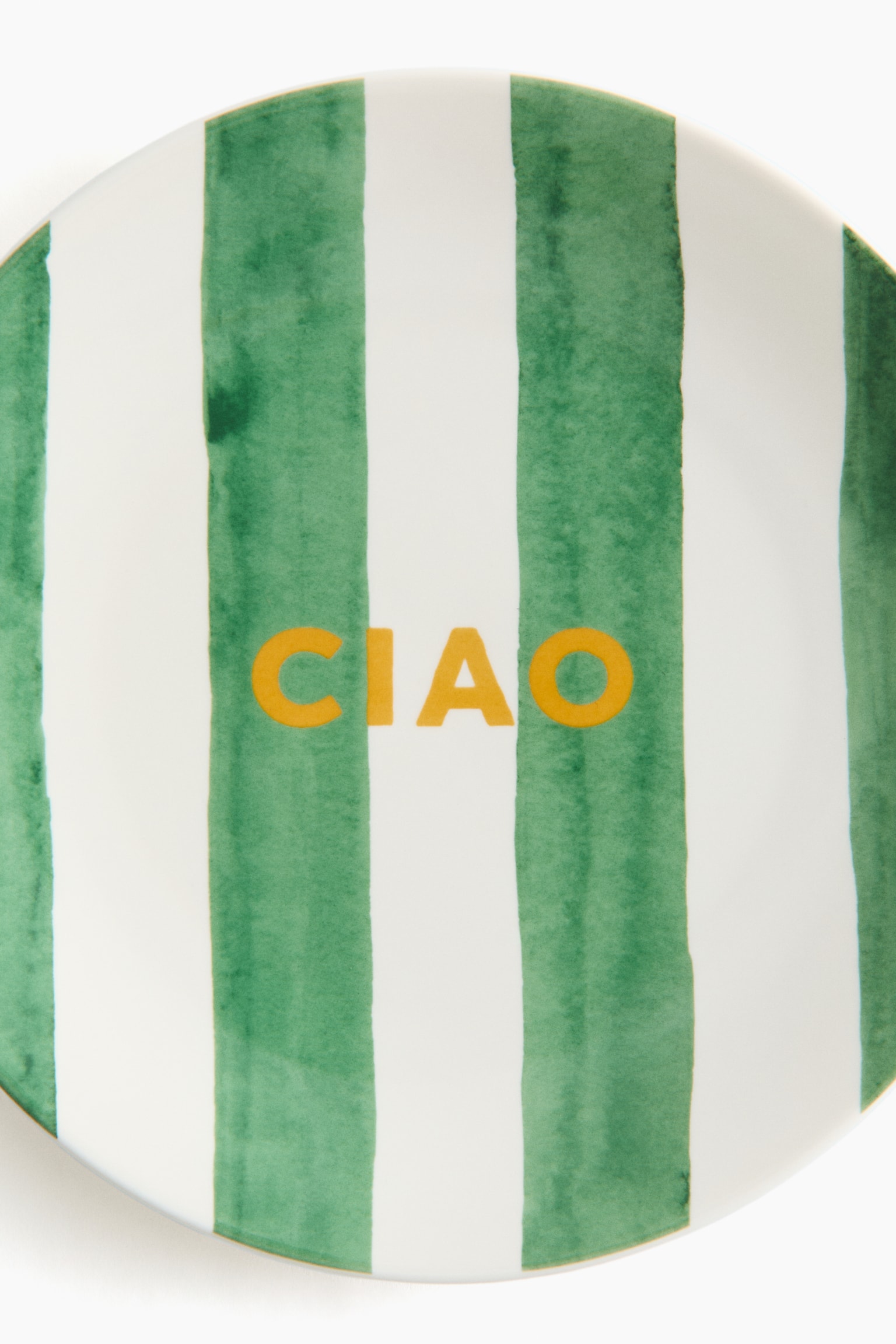 Text-motif porcelain medium plate - Green/Ciao/Orange/Ciao/Blue/Ciao/White/Buon Appetito - 3