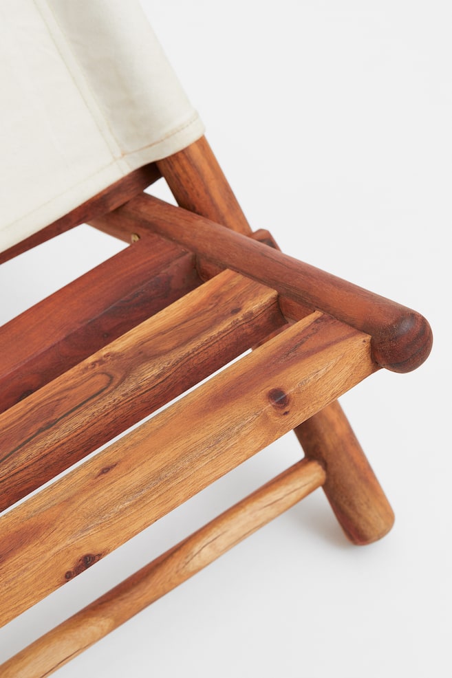 Acacia wood folding lounge chair - Brown/Natural white - 4