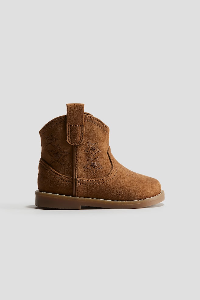 Napped Cowboy Boots - Brown - 1