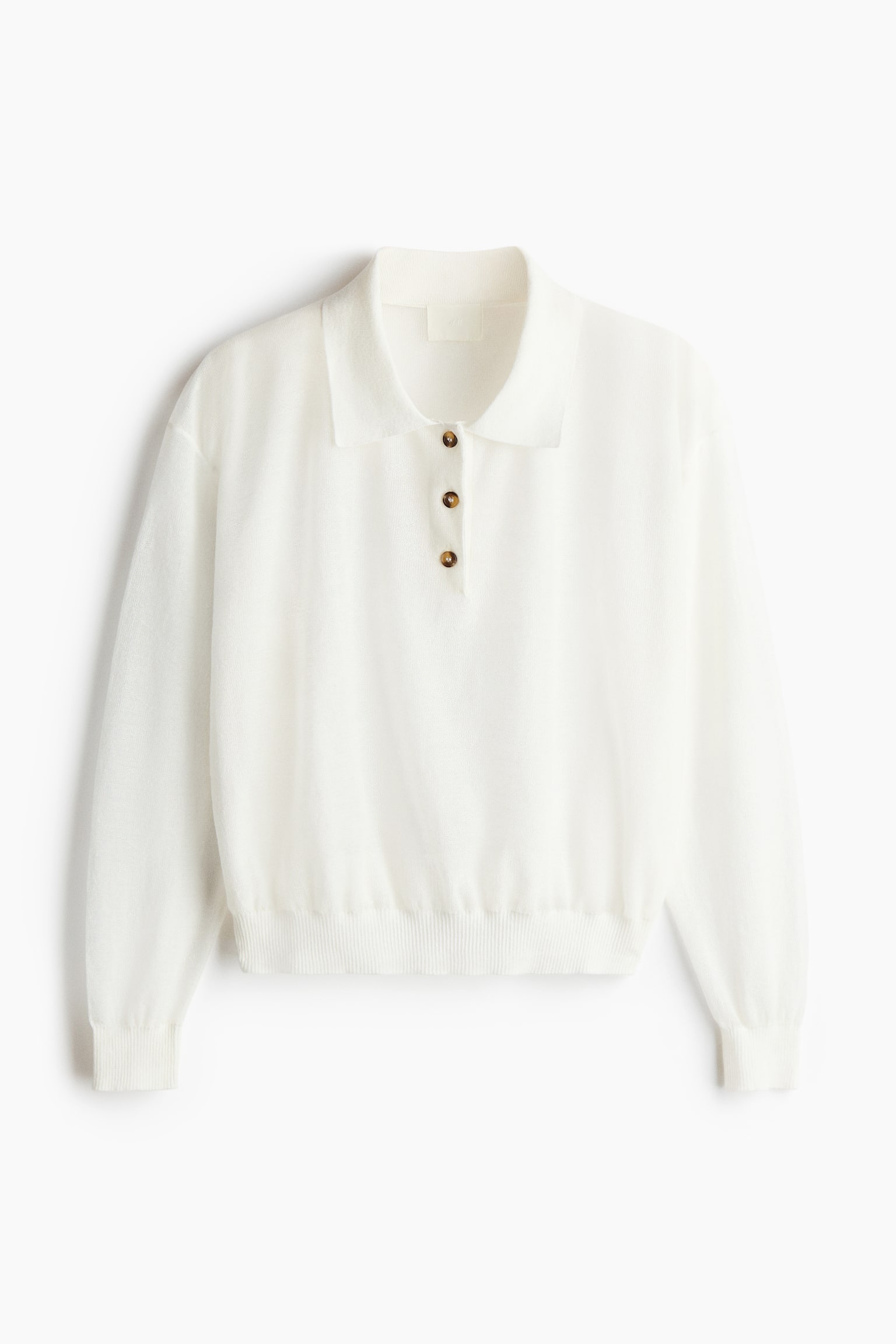 Knitted polo shirt - White/Dusty lilac - 1