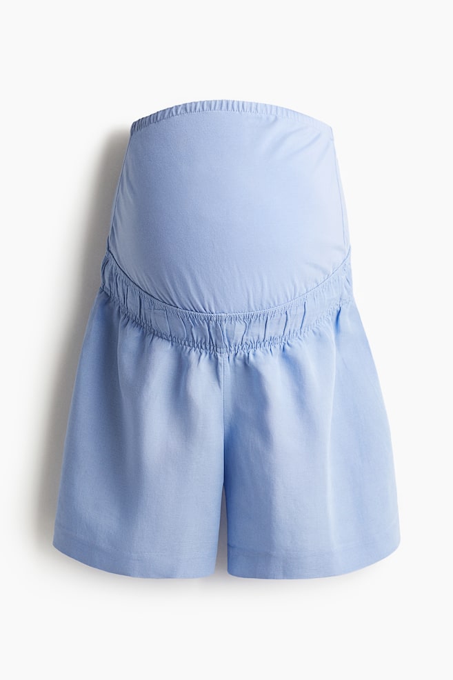 MAMA Linen-blend shorts - Light blue/Light beige - 1