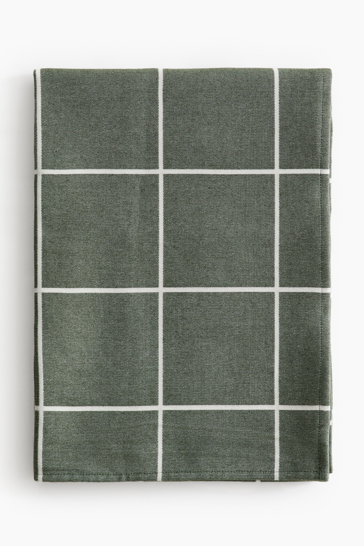 Reversible bed throw - Dark dusty green/Grid pattern/Greige/Black/Grid pattern - 1